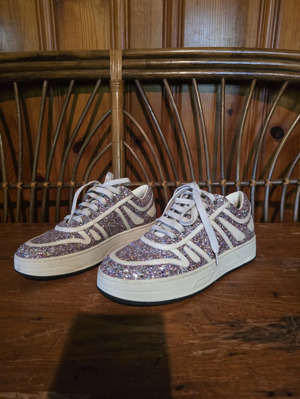 Jimmy Choo Hawaii F Leather Sneaker, Silver